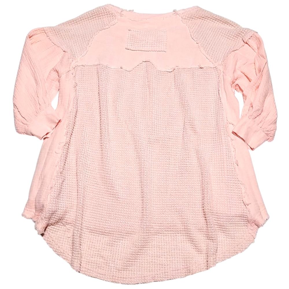 WOMEN'S (SIZE S) POL HALF BUTTON DOWN WAFFLE KNIT SHIRT - Picture 2 of 3